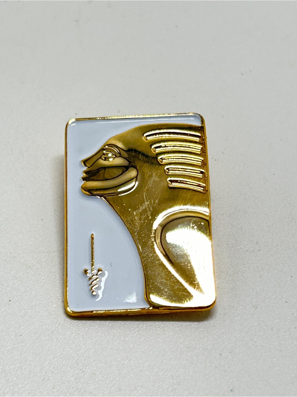 Vintage Gold And White Enamel Breast Cancer Awareness Pin, 1995, #5001